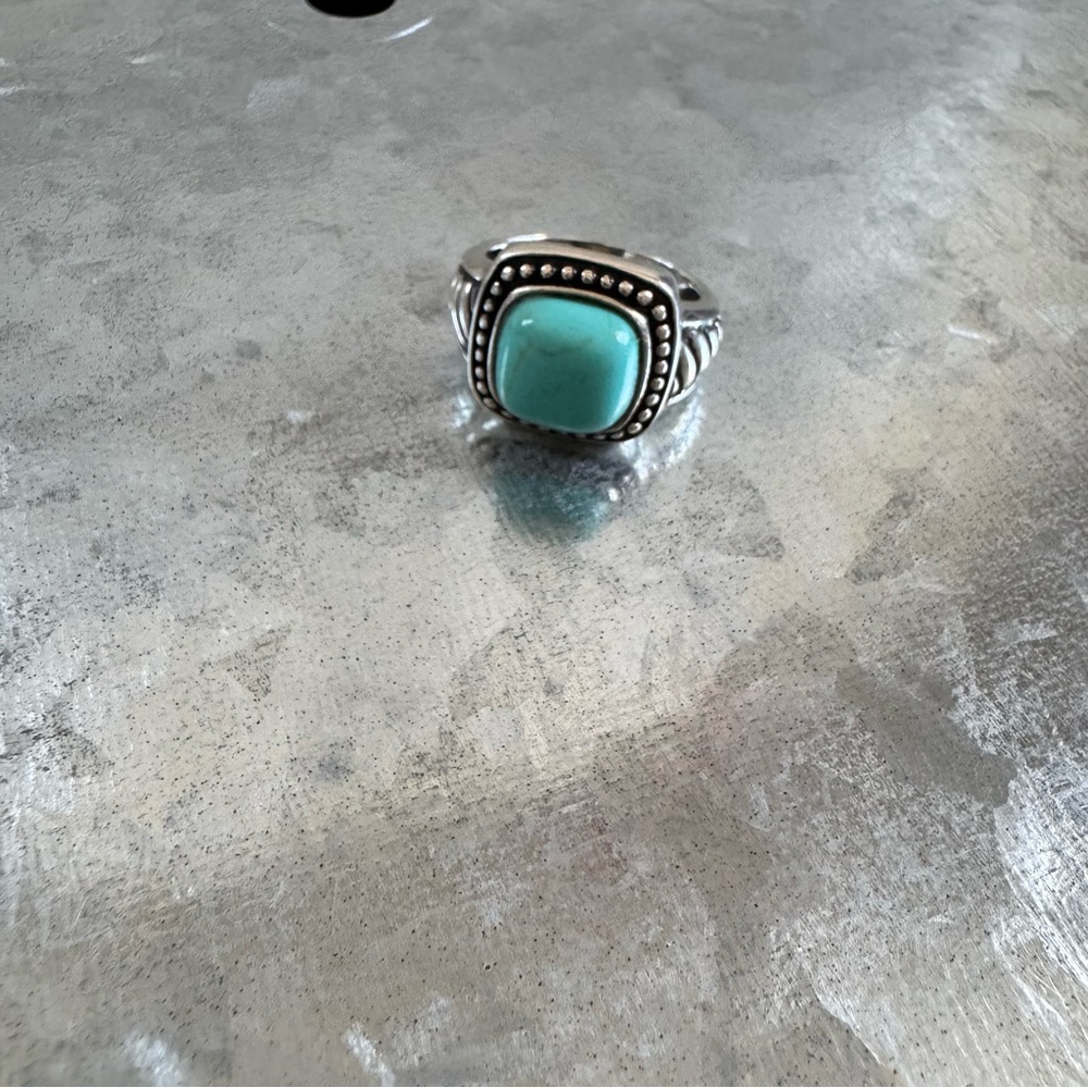 John Cauley Sterling Silver Faux Turquoise Ring Size 6.25